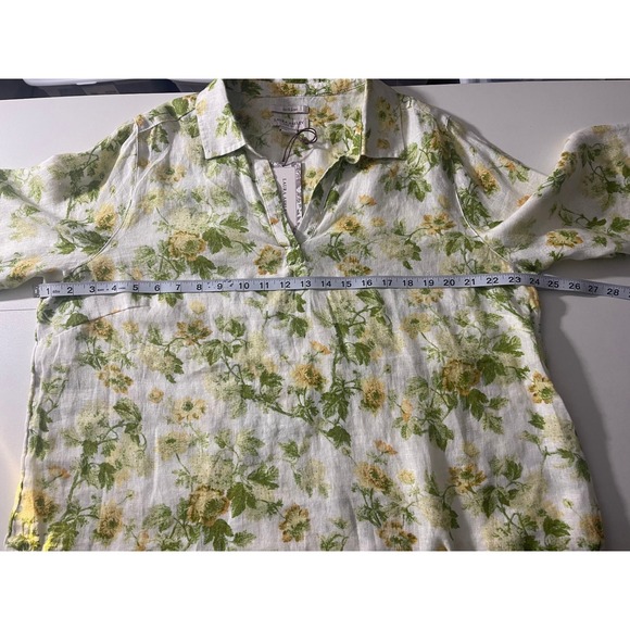 Laura Ashley‎ Floral Linen Tunic Top 3/4 Sleeve Collared Blouse 1X New - Picture 9 of 10